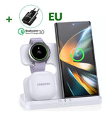 3 in 1 Wireless Charger For Mobile Phones Watches Buds - White - Car Wireless Mobile Phone Chargers