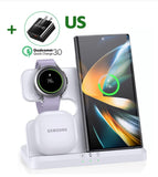 3 in 1 Wireless Charger For Mobile Phones Watches Buds - White - Car Wireless Mobile Phone Chargers