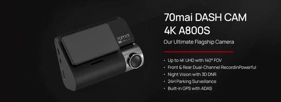 70mai A800S 4K Dashcam - Flagship 4K video dash camera from 70mai