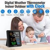 Geevon Wireless Weather Station With Color Display, Indoor Outdoor Digital Temperature Humidity With Alarm Clock And Backlight