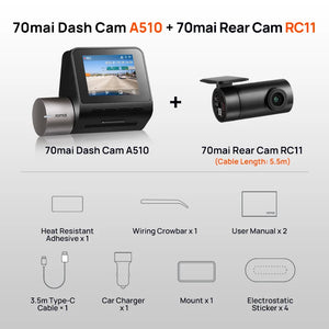 70mai A510 Dash Camera + RC11 Rear Camera Set