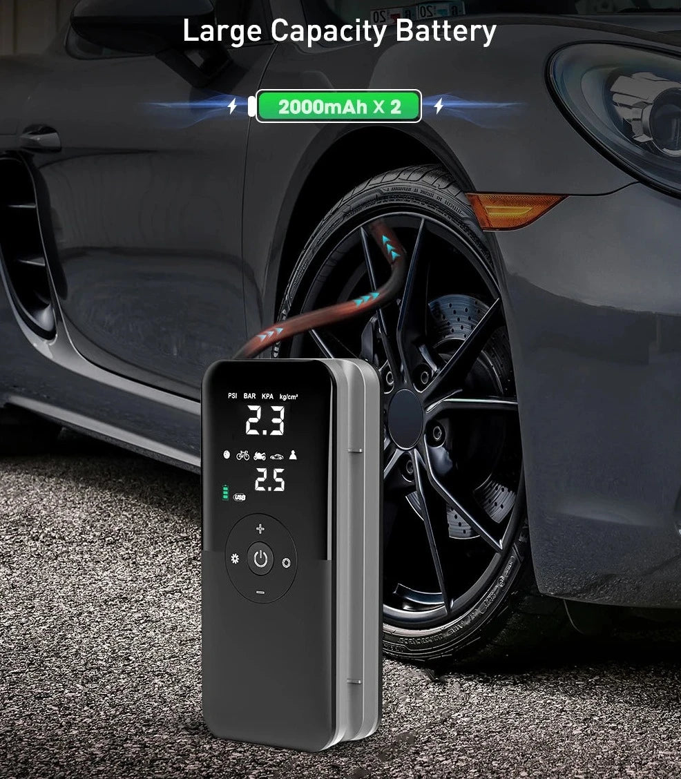 Carsun 4000mAh Air Compressor Portable Tyre Ball Inflator Car Wireless Mobile Phone Chargers