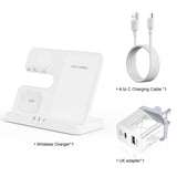 3 in 1 Wireless Charger For Mobile Phones Watches Buds - White - Car Wireless Mobile Phone Chargers