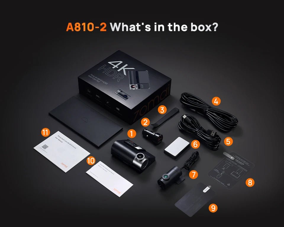 70mai A810 4K HDR Dash Cam + RC12 HDR Rear + 4G Hardwire Kit 70mai A810 4K HDR Dash Cam + RC12 HDR Rear + 4G Hardwire Kit